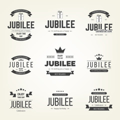 Vector set of jubilee signs, symbols. Design elements collection.