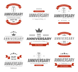 Vector set of anniversary signs, symbols. Design elements collection. 