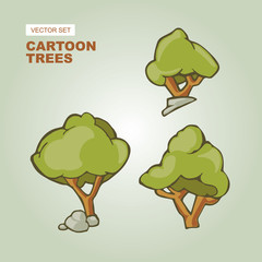 cartoon drawn trees