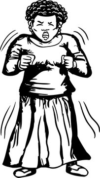 recommend clip art: Trembling Woman with Clenched Fists