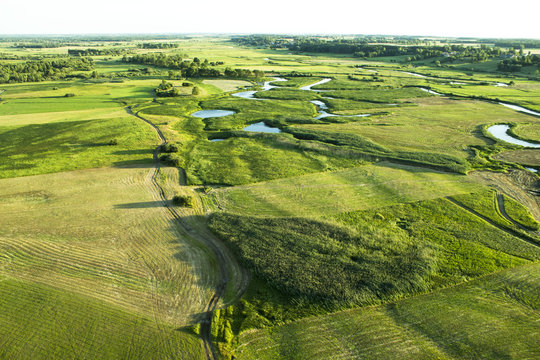 Fototapeta Summer landscape with and blue sky