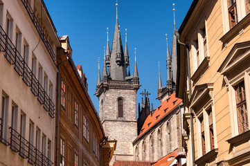 Fototapeta na wymiar Old Prague streets view in Czech Republic