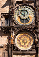 Famous astronomical clock in Old Town Square, Prague, Czech Republic