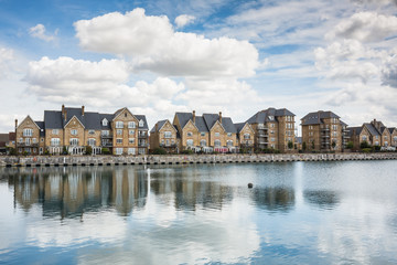 Terrrace house by a marine dock.