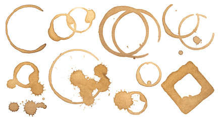 Coffee stains on white background.