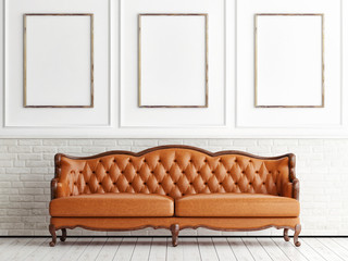 Mock up poster in classic interior, 3d render