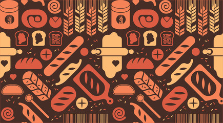 Background with bread silhouettes.