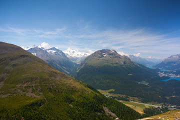 Panorama of the Upper Engadine from Muottas Muragl