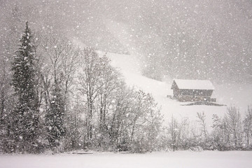 Snowfall in Switzerland