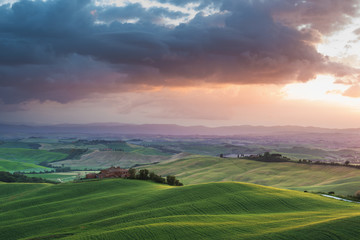 Beautifully illuminated landscape of Tuscany