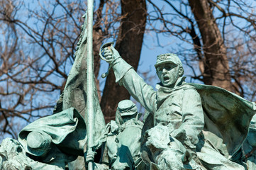 Fototapeta premium Civil War Memorial Statue near the Ulysses S. Grant Memorial in front o the US Capitol Building
