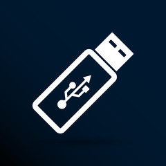 Vector usb flash drive icon on a grey flat button