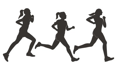Fototapeta na wymiar female runners silhouette