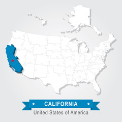 California state. USA administrative map.