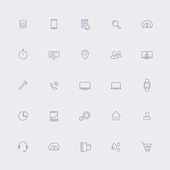 25 business, commerce, line icons, vector illustration, eps10, easy to edit