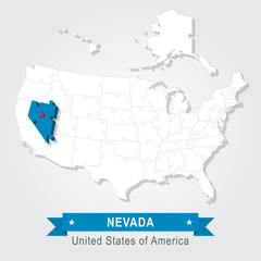 Obraz premium Nevada state. USA administrative map.