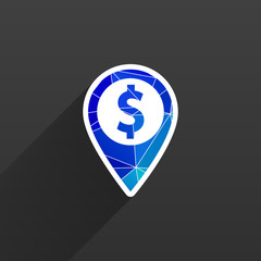 Map pointer with dollar sign icon