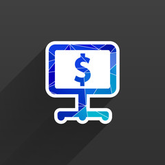 dollar blue glossy icon on white background