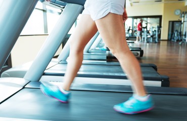 Exercising, Treadmill, Gym.