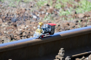toy steam loco on the rail 