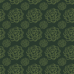 Succulents and cactus vector handpainted seamless pattern