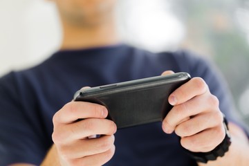 Texting, phone, man.