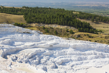 Pamukkale white mountain in Turkey in the middle of the summer
