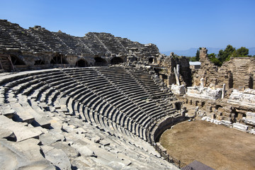 Ruins of the ancient amphitheater in Side, Turkey