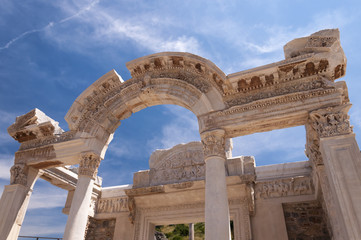 Detail of the Temple of Hadrian. Ephesus ancient city, Selcuk, Turkey