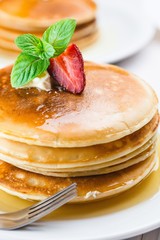 Breakfast, pancakes, butter.