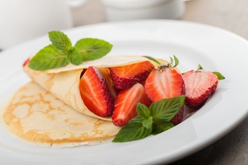 Crepe, Pancake, Dessert.