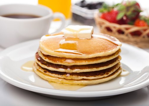 Breakfast, Pancake, Food.