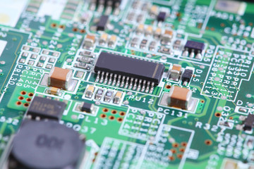 Obraz premium Electronic circuit chip on board