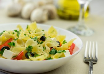 Pasta, Salad, Vegetarian Food.