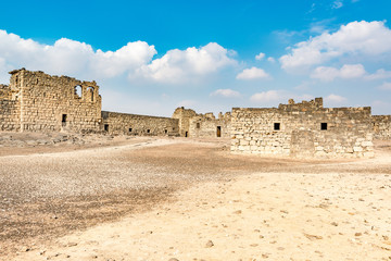 Fototapeta na wymiar Inside the ruins of Qasr Azraq in present-day eastern Jordan.