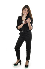 Fototapeta premium Pretty young brunette girl dressed in black posing