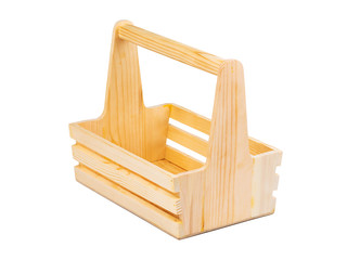 Empty basket with a wood handle and stuffed