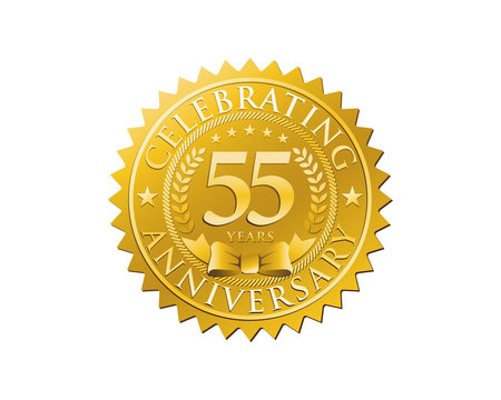 anniversary logo golden emblem 55