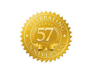anniversary logo golden emblem 57