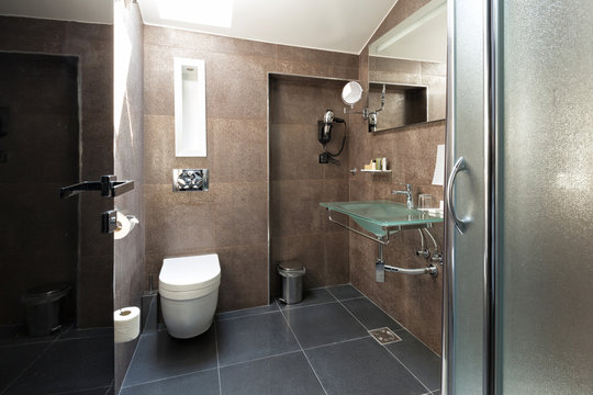Toilette interior with glass sink