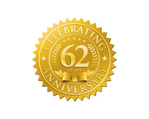anniversary logo golden emblem 62