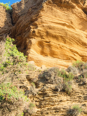 yellow rock sediments