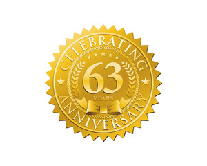 anniversary logo golden emblem 63