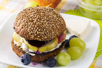 Cheese and fruits.