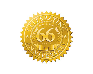 anniversary logo golden emblem 66