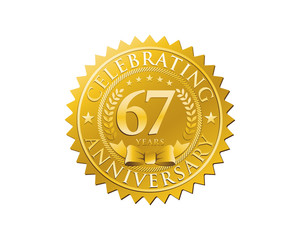 anniversary logo golden emblem 67