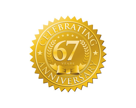 anniversary logo golden emblem 67