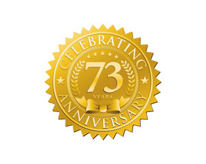 anniversary logo golden emblem 73