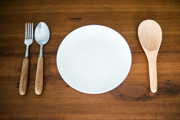 spoons,fork and dish