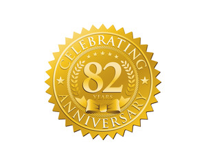anniversary logo golden emblem 82